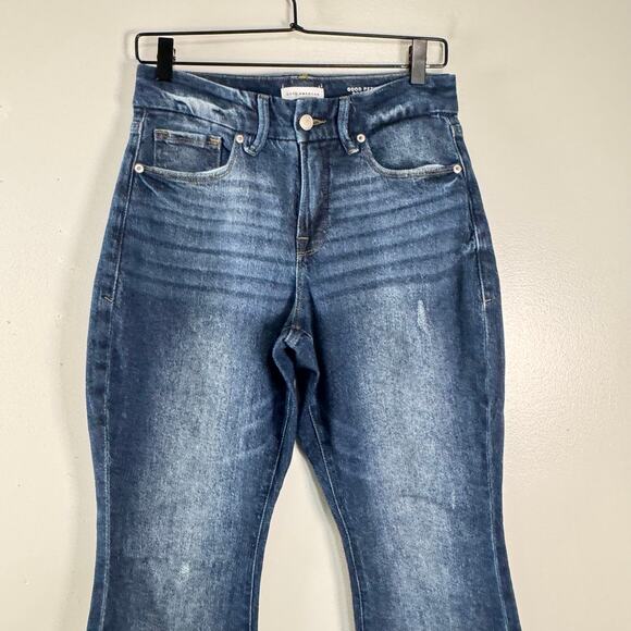 Good American Women's Blue Stretch Mid Rise Cotton Bootcut Jeans Size 2/26 - Picture 2 of 10